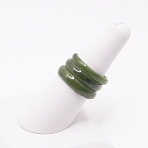 Green Jade Band Rings, Set of 3 in size 6.5